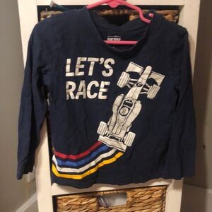 Cat & Jack Blue Long Sleeve Tee Let's Race